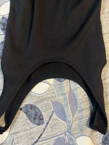 h&amp;m Black Ribbed Bodysuit