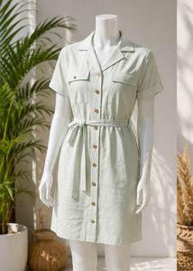 Light Green pocket Shirt Dress