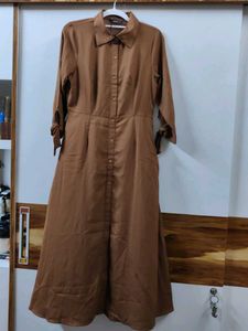 Elegant Brown Shirt Dress