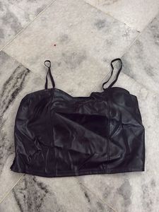 Black Faux Leather Corset Top