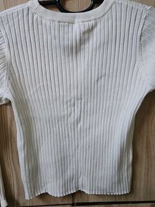 H&amp;M Cream Ribbed Knit Long Sleeve Top