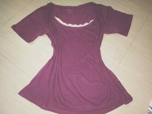 Casual Purple Lace Trim Tee