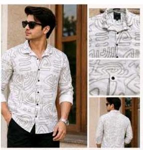 White and Grey Printed Shirt from High Demand