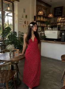 Red Polka Dot Maxi Dress