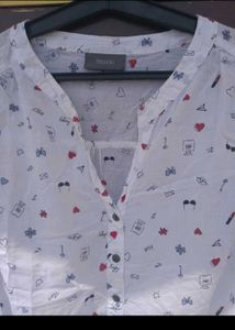 Chic Printed Button-Down Girls Top
