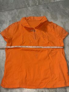 Orange Embroidered Top
