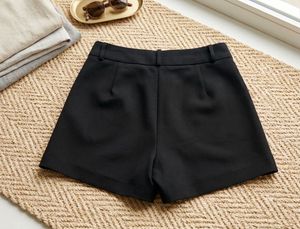 black High-Waisted Tailored Shorts