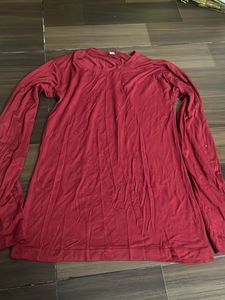 Comfortable Long Sleeve Red Top