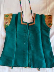 Teal Paisley Saree Blouse