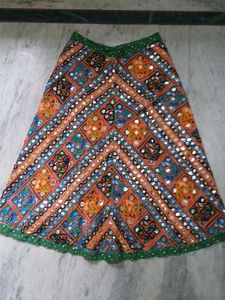 Boho Embroidered Mirror Work Ethnic Skirt