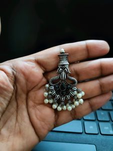 PRICE DROP German Silver Pearl Hanging Earrings
