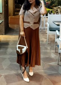 Vintage Inspired Brown &amp; White A-Line Dress