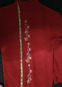 Red Embroidered Sweater