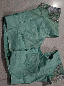 Y2K Teal saree with Silver Embellishments