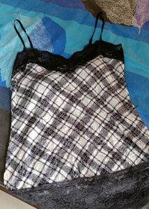 Beautiful Night Dress In Black And White Colour