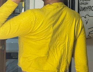 Sunny Yellow Cropped Long Sleeve Top
