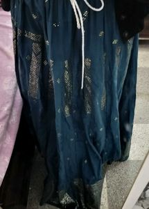 Blue Ethnic Skirt with Silver Print