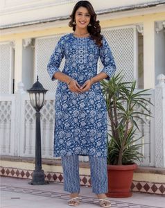 Blue Printed Kurta Set