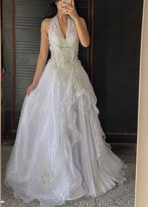 Stunning white halter neck gown