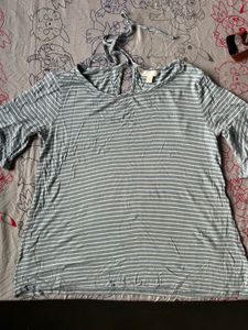 Striped V-Neck Tie-Strap Top