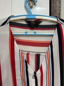 Striped Flutter Sleeve Blouse