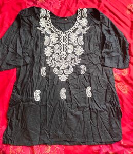 Embroidered Black Kurta