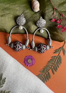 Oxidized Silver Hoop Earrings