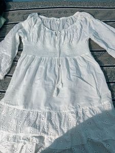 Boho White Eyelet Peasant Top