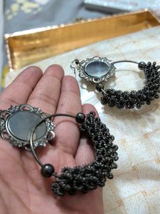Oxidized Silver Jhumka Hoop Earrings combo