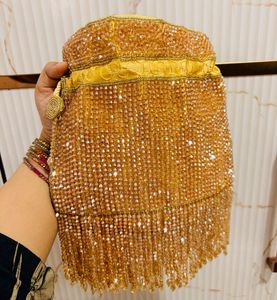 Luxury Gold Beaded Fringe Party Shoulder Bag