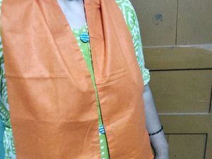 Vibrant Green &amp; Orange Dupatta Set of 2