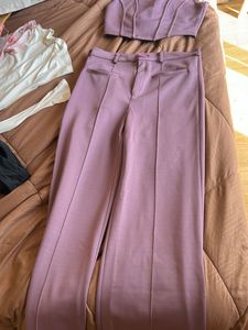 Mauve Two-Piece Crop &amp; Pant Set