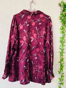 Floral Print Burgundy Blouse