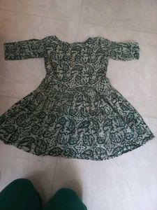 Green Floral Print Kurta Dress