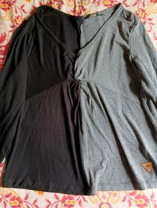 Roadster Women Colour Blocked Black &amp; Grey Twist
