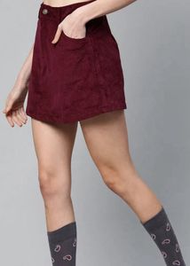 Burgundy Corduroy A-Line Skirt