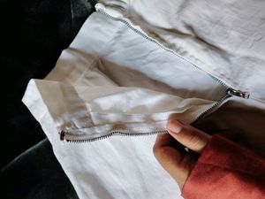 Korean White Denim Skirt Size Small