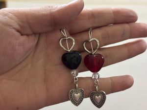 Punk/goth coded Heart Dangly Earrings 🖤🕷️♠️🗝️◾️