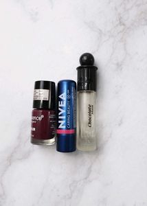 attar , nail polish , lip tint combo