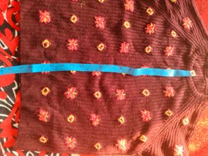 Urgent Sell Floral Embroidered Burgundy Sweater
