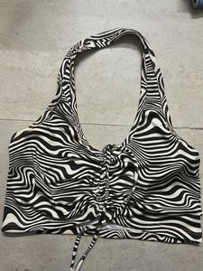 Monochrome Zebra Print Halter Top