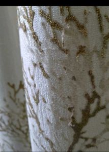 Elegant Cream Curtains with Coral Design