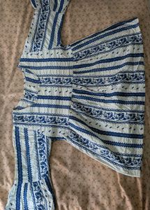Blue &amp; White Striped Kurta