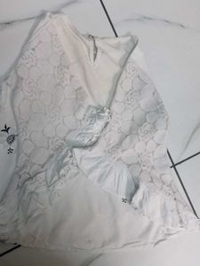 White Lace Sleeve Top