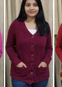 Burgundy Buttoned Coat