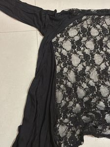 Elegant Black Lace Detail Top/ Shrug