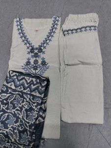 Women's Katha Cotton Kurta and Pant Set💙😍