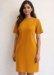 Forever 21-Ribbed Mustard Dress (S)