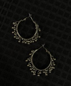 Navratri combo of  Silver and black oxidised hoop
