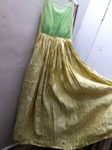 Elegant Gold Brocade Ethnic Gown